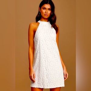 All My Adoration White Lace Halter Shift Dress by Lulu
